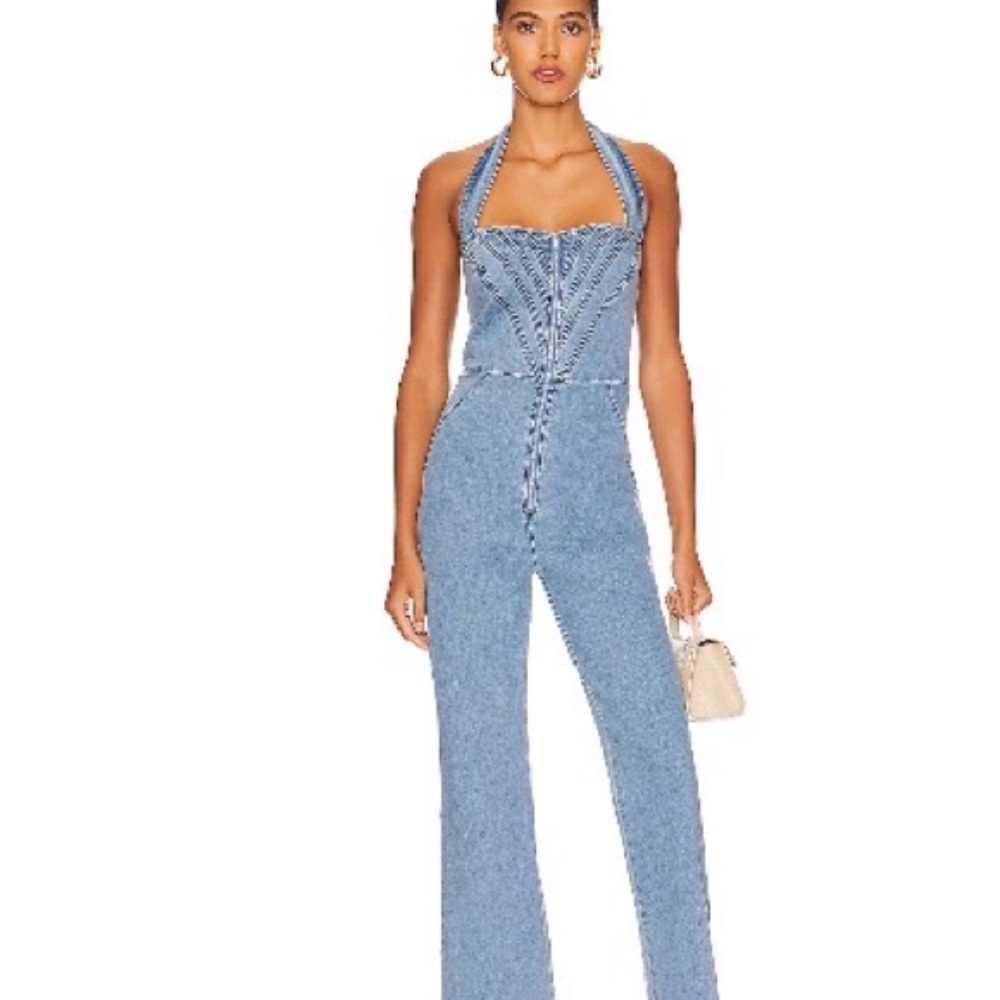 Bardot Lee Halter Denim Jumpsuit